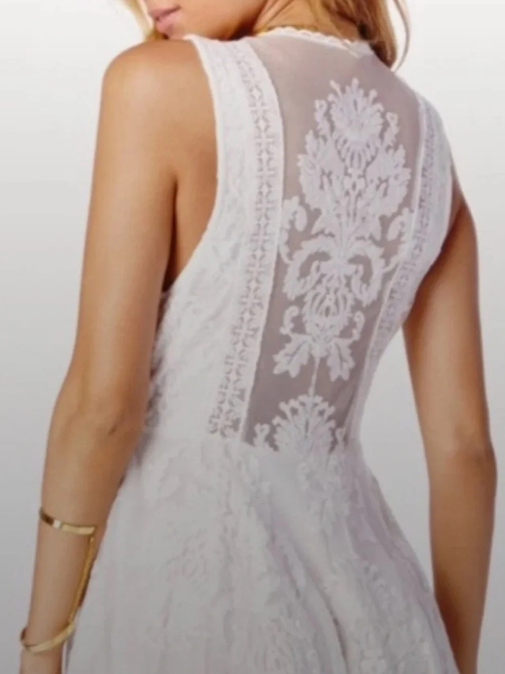 Vintage Free People Reign Over Me Lace Skater Mini Dress White size 8 $128